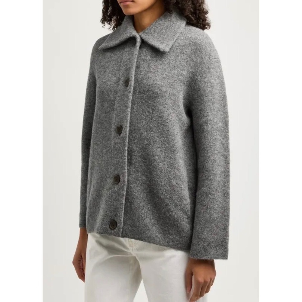 Vince Boiled Wool Alpaca Blend Button Front Cardigan Jacket Grey V957879443 XS